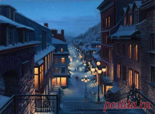 Художник нарисовал зиму такой уютной, что хочется ее обнять