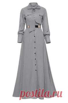 Ericdress Tie-Neck Button Bow Long Sleeve Women's Maxi Dress
