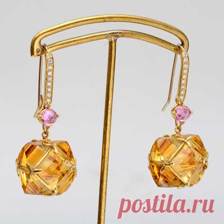 Paolo Costagli Citrine Square Earring Pendants | Betteridge