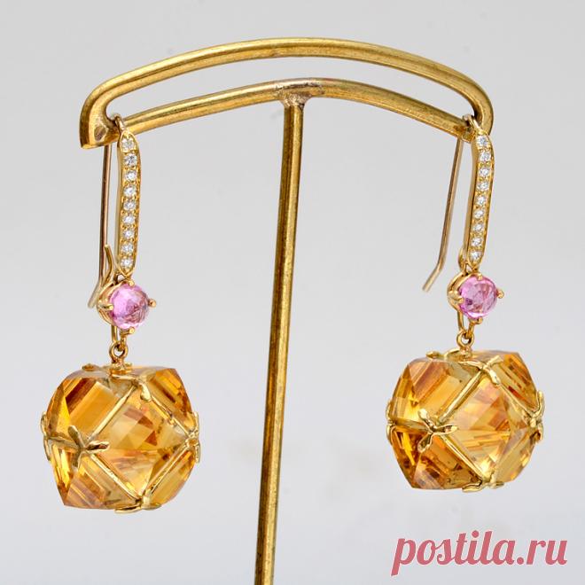 Paolo Costagli Citrine Square Earring Pendants | Betteridge