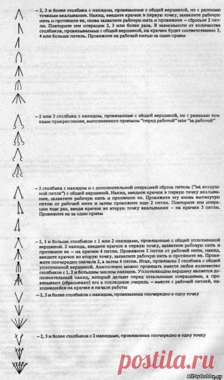 Условные обозначения для вязания крючком - Вязание крючком. Узоры