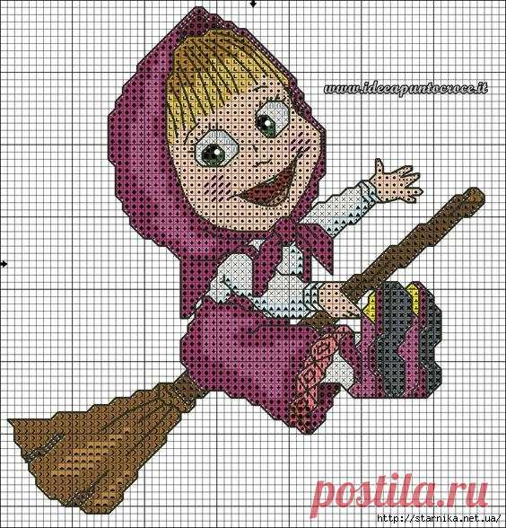 Маша и Медведь. Схемы для вышивки или вязания