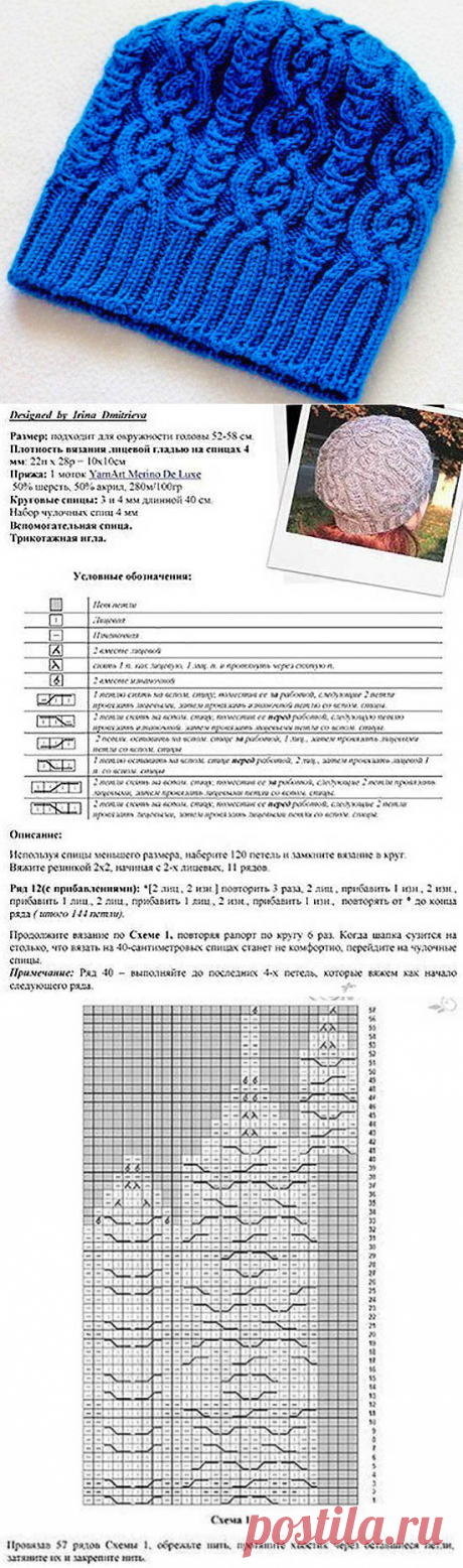 Шапочка Льдинка спицами от Ирины Дмитриевой | Вязание Шапок - Модные и Новые Модели