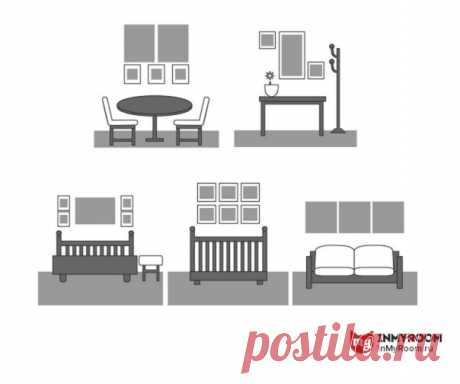 Как красиво развесить картины на стене: 8 советов и 32 готовые схемы Как развесить детские рисунки в гостиной, должны ли постеры быть одинакового размера и в чем достоинство композиции из фото на полке – рассказываем, как украсить интерьер с помощью картин