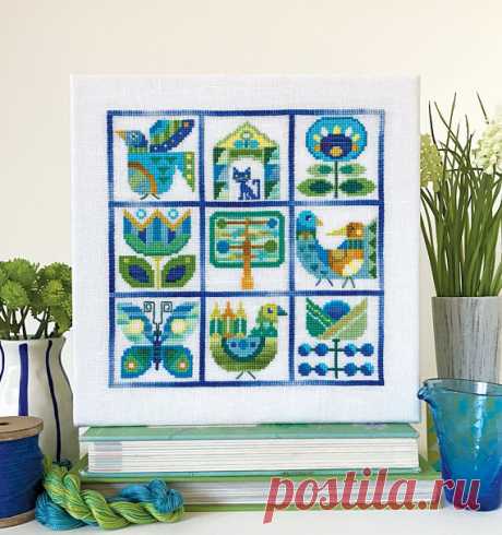 Primavera - Satsuma Street spring sampler - modern folk cross stitch pattern - Instant download PDF Celebrate Spring any time of year with my new modern sampler project! Stitched in a stunning palette of greens and blues, this project would look especially lovely in a modern nursery. Primavera is an instant download PDF, so you can start your Spring sampler right away! Also available