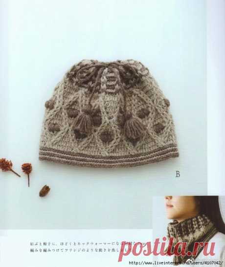 ШАПОЧКА И СНУД РЕЛЬЕФНЫМ УЗОРОМ. КРЮЧОК