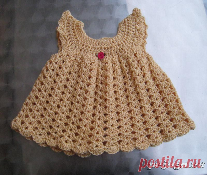 Платье крючком для новорожденной