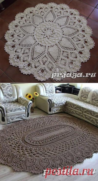 Коврики и сидушки спицами или крючком – большой выбор!