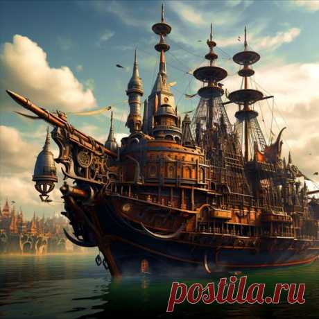 Steampunk Inspired Ocean Vessel | High-Definition Rendering | Expert Engineering Concept Art