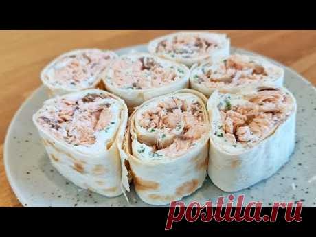 РУЛЕТЫ С ГОРБУШЕЙ, творожным сыром и укропом