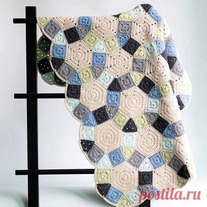 В стиле пэчворк: 16 пледов крючком и спицами | Вязание с Paradosik_Handmade | Дзен