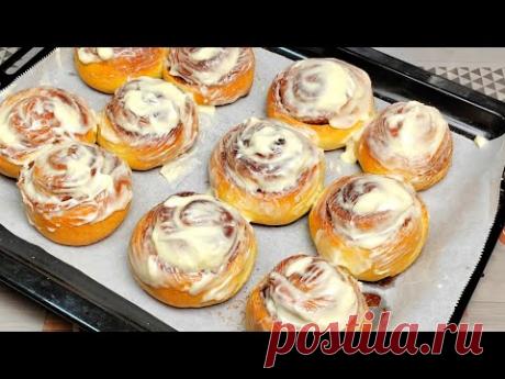 Синнабоны, которые тают во рту! МЯГКИЕ и нежные булочки с корицей и кремом!