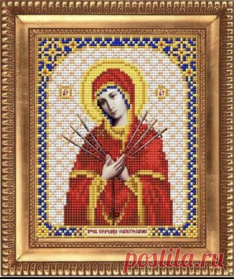 Образ Богородицы Семистрельная Умягчения Злых Сердец. Вышивка крестиком бисером