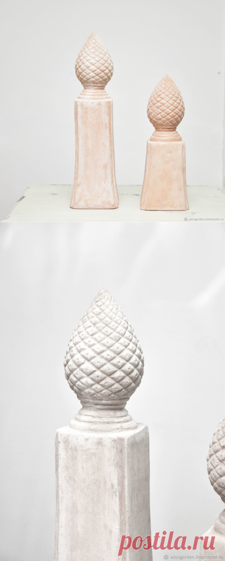 Купить Артишок на колонне, набор статуэток большой и малый, стиль Прованс в интернет магазине на Ярмарке Мастеров