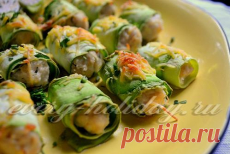 Рулетики из кабачков с куриным филе: рецепт с фото