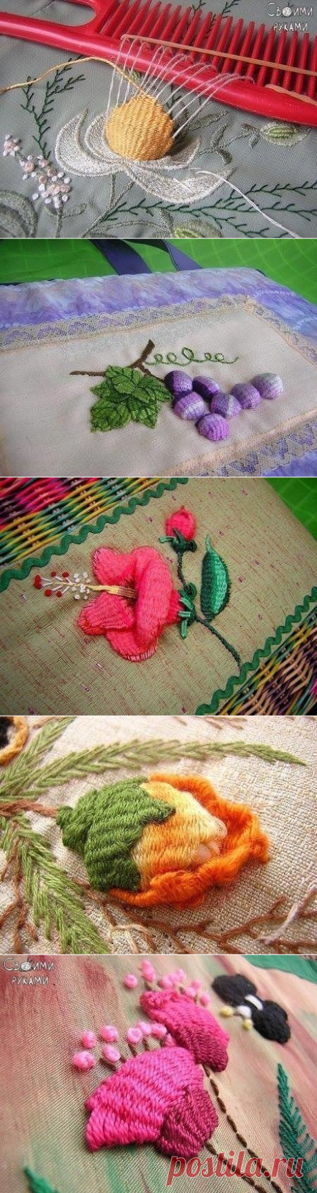 Необычная техника для вышивки с помощью расчески