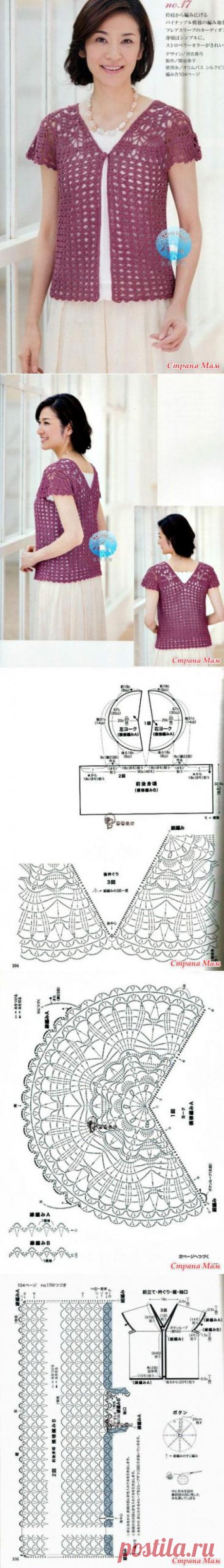Летний жакет с кокеткой-крылышками. Крючок. - ВЯЗАНАЯ МОДА+ ДЛЯ НЕМОДЕЛЬНЫХ ДАМ - Страна Мам