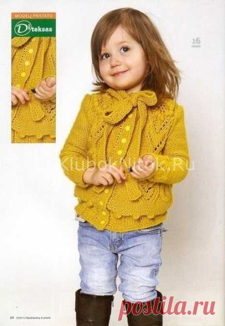 Желтоватый жакет | Вязание для девочек | Вязание спицами и крючком. Схемы вязания.