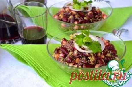Салат из фасоли с песто из кинзы и грецких орехов - кулинарный рецепт