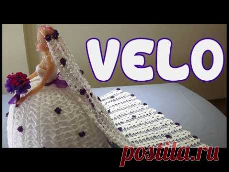 Velo del Vestido de Novia a crochet para Muñeca
