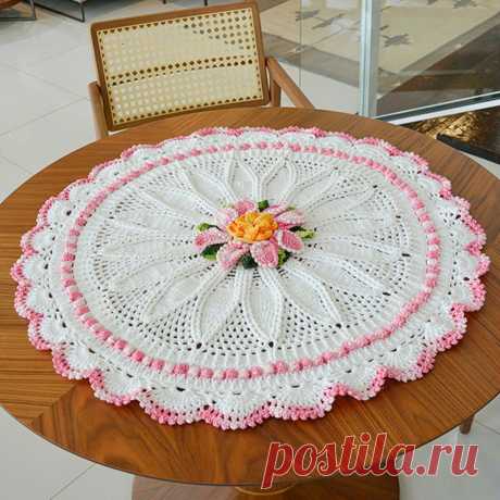 Бело-розовая салфетка крючком. Схемы – Paradosik Handmade - вязание для начинающих и профессионалов