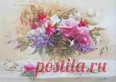 JK3. Roses, Fuschias, Hydrangeas, Jasmine (A3 Large) panel | Di van Niekerk