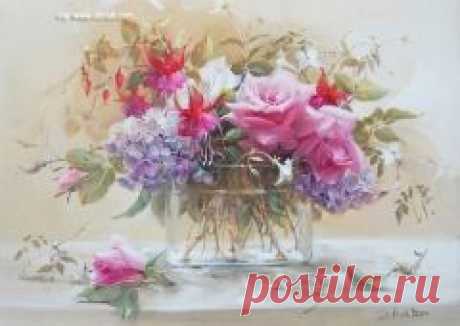 JK3. Roses, Fuschias, Hydrangeas, Jasmine (A3 Large) panel | Di van Niekerk