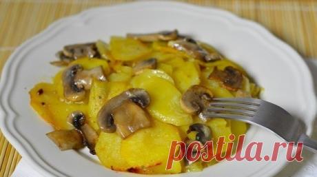 КАРТОШКА С ГРИБАМИ В СЛИВКАХ - Рецепты с фото