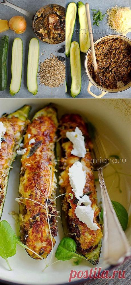 Кабачки фаршированные гречкой и грибами запеченные в духовке