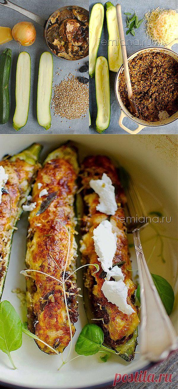 Кабачки фаршированные гречкой и грибами запеченные в духовке