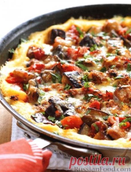 Рецепт: Полента с баклажанами в сковороде на RussianFood.com