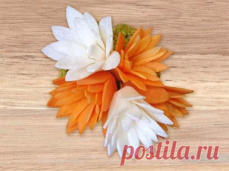 Карвинг для начинающих, из моркови. Лилия / Карвинг из овощей и фруктов - фото, видео для начинающих / КлуКлу. Рукоделие - бисероплетение, квиллинг, вышивка крестом, вязание