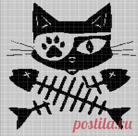CAT SKELETON CROCHET AFGHAN PATTERN GRAPH | VandihandCrochet on ArtFire