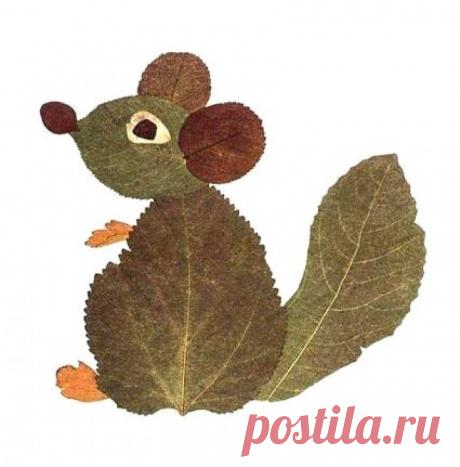 «Аппликации из осенних листьев "Мышка"» — карточка пользователя Мария С. в Яндекс.Коллекциях