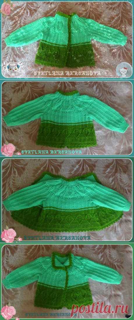 Детский жакет с листиками (спицы) - knitting children's jacket | Вязание крючком и спицами