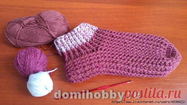 Как просто связать носки крючком. МК + видео.