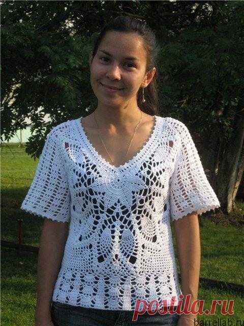 Белая блуза крючком. Ажурная женская блуза | Вязание для всей семьи