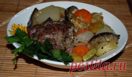 Овощи с мясом в рукаве пошаговый рецепт с фото