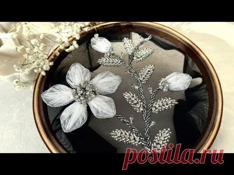 Creating unique designs with lace flowers and beaded leaves on clothing