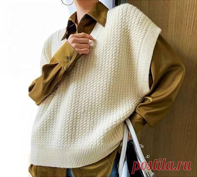 Стильные, эффектные и просто красивые! Подборка вязаных жилетов и безрукавок (30 идей) | Идеи рукоделия | Дзен