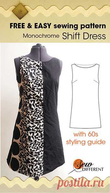 SEWING PROJECTS - Monochrome shift dress - free sewing pattern