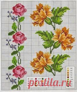 Izšūšana Soli pa solim: Cross stitch - Ziedi