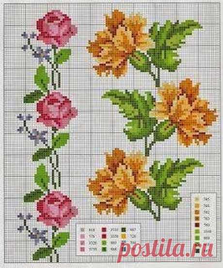 Izšūšana Soli pa solim: Cross stitch - Ziedi