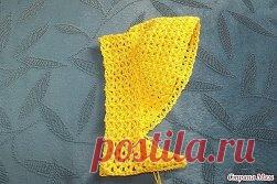 Вяжем рукав-фонарик
Слова автора:
Полностью топ я вязать не стала, для примера связала 
только пройму рукава.
У вас в идеале должна получиться маечка.
Просто подгоняйте под нужный вам вырез горловины и проймы!
Ну а теперь самое интересное!! Я нарисовала как могла, рисовальщик схем я еще тот, так что по ходу буду объяснять!!
Итак, располагаем вязание плечевым швом к себе, прикрепляем нить за один рядочек от шва
и прямо в то место, где у нас шов, вяжем 4 галочки (ст. с накидом в. петля ст.