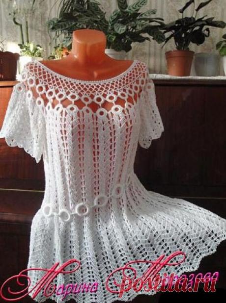 Красивое летнее платье крючком. Схемы вязания