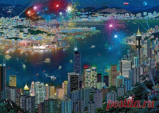 puzzlepoor - Cityscape/Skyline - Fireworks over Hong Kong - Alexander Chen