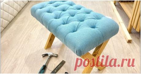 Простая банкетка с каретной стяжкой — идеальное дополнение интерьера прихожей