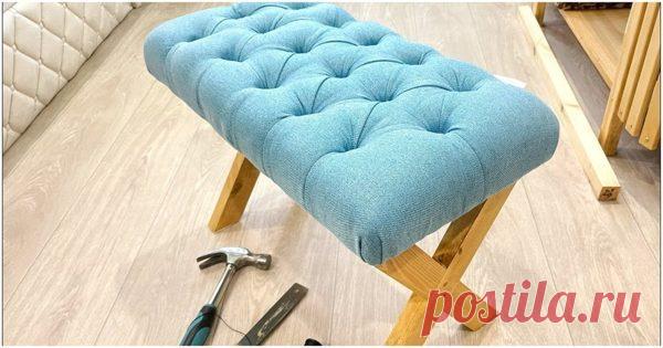 Простая банкетка с каретной стяжкой — идеальное дополнение интерьера прихожей