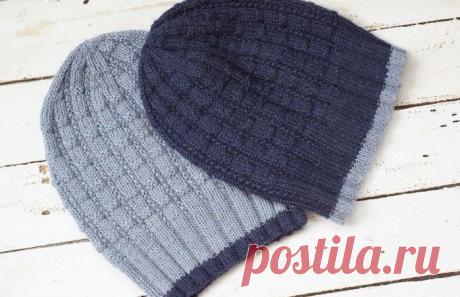 Мужская шапка "Edge" спицами