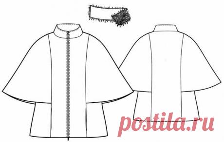 Выкройки на индивидуальные размеры
5727 НАКИДКА С МЕХОВЫМ ВОРОТНИКОМ